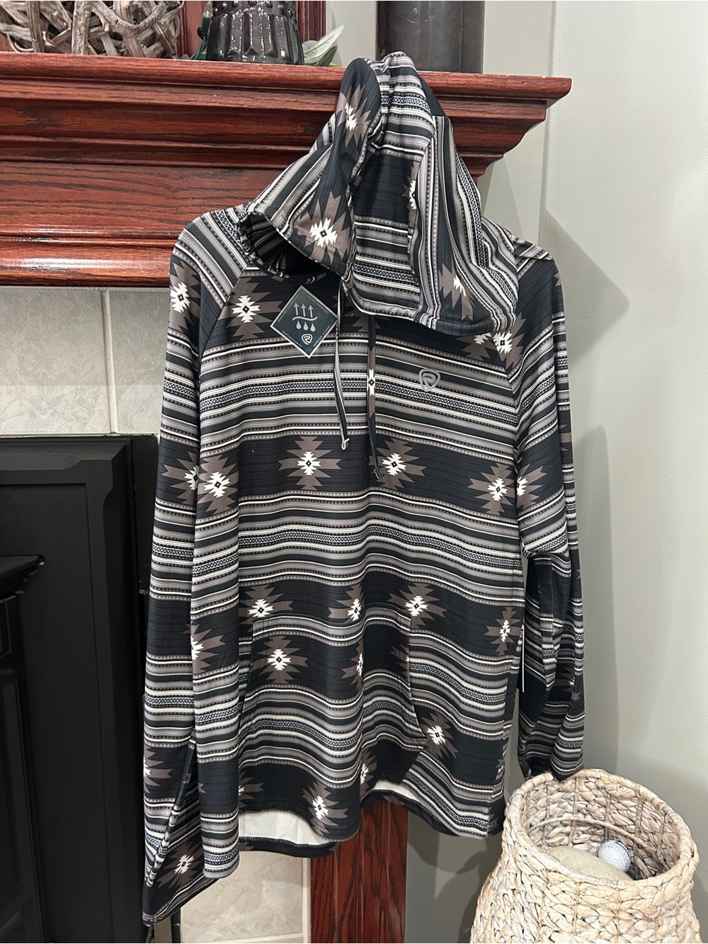 Rock & Roll Denim Aztec Performance Hoodie NWT | Black | L